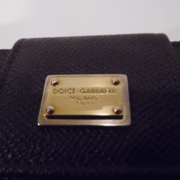 Dolce & Gabbana Saffiano Leather Logo Plaque Trifold Wallet Eggplant Cardholder - Picture 6 of 13